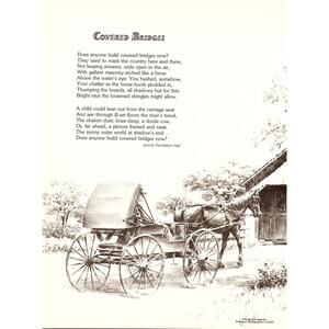 Covered Bridges Jennie Pendleton Hall 1970s Poem Retro Kitsch Wall Art SF7